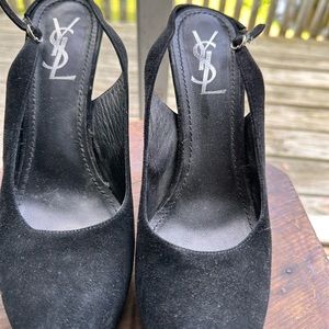 YSL black suede heels size 38 1/2